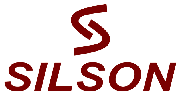 Silson logo and name in red - Transparent